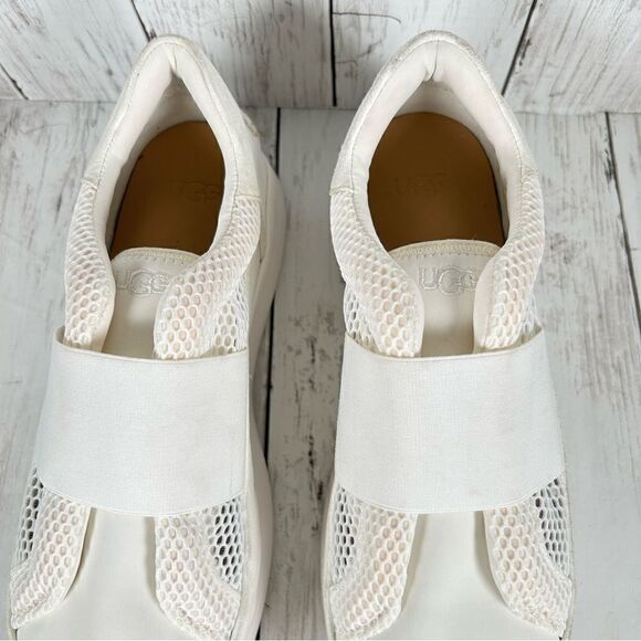 UGG Womens Libu Lite White Fashion Platform Leather Mesh Sneaker Size 9.5 - Picture 8 of 11